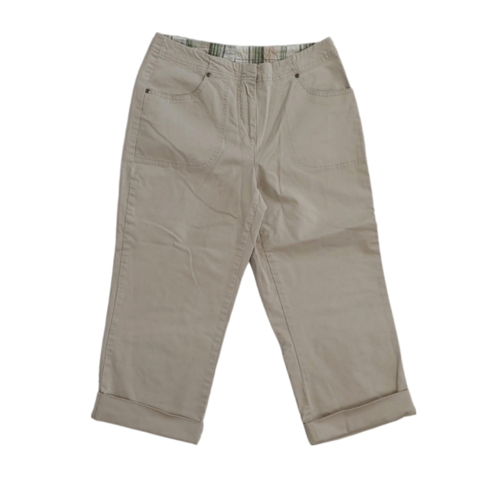 French Laundry Cuffed Neutral Crop Pant in Beige Cream, Size 6